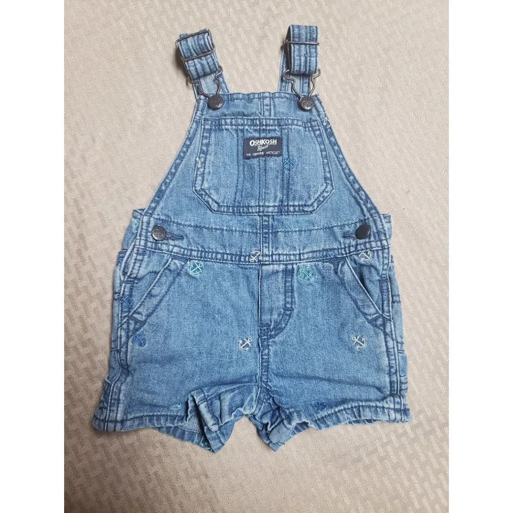 OshKosh BGosh Nautical Blue jean Overall short 12m
